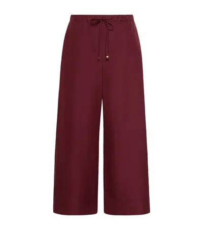 Max Mara Drawstring Wide-leg Trousers In Burgundy