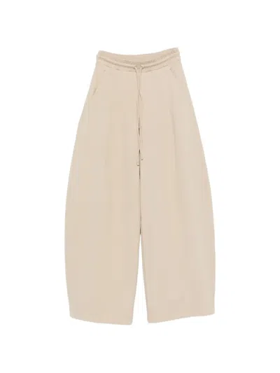 Max Mara Technical Cotton Jersey Barrel-leg Trousers In Neutral