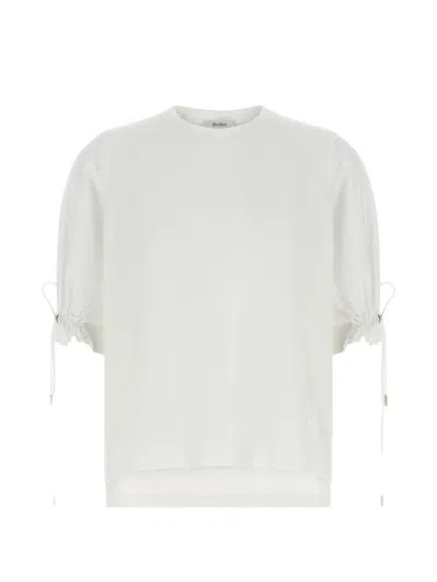 Max Mara Mxmvest Drawstring Raglan High Low Hem Top In White