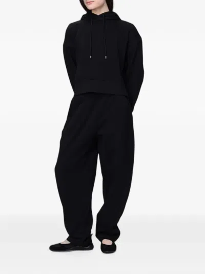 Max Mara Drawstring-hood Cropped Hoodie In Black