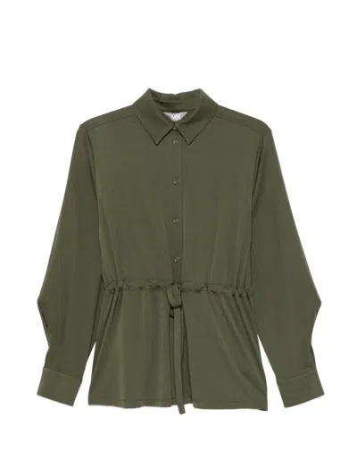 Max Mara Drawstring-waist Button-up Shirt In Green