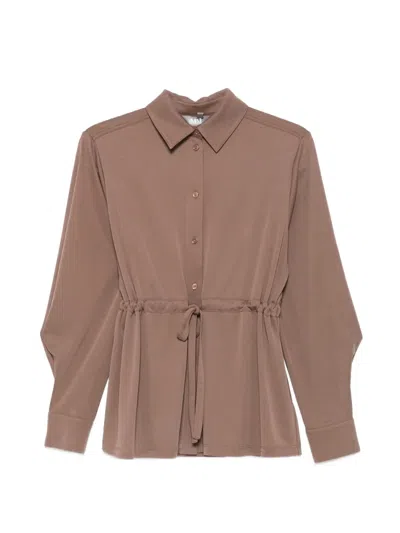 Max Mara Drawstring-waist Long-sleeve Shirt In Burgundy