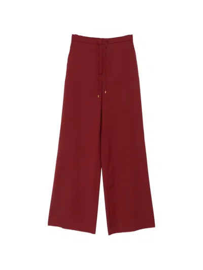 Max Mara Drawstring-waist Wide-leg Palazzo Pants In Red
