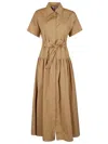 Max Mara Agoraio Belted Eyelet-embellished Cotton-poplin Midi Shirt Dress