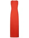 Max Mara Cady Long Dress In Red With Deep Back In Orange