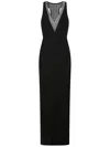 Max Mara Sophisticated Evening Dress With Deep V-neckline And Embellished Back