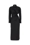 Max Mara Cotton Dress With Cut-out Design And Ruched Detail In Black