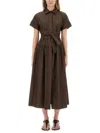 Max Mara Womens Agoraio Short-sleeves Cotton-poplin Maxi Dress Coffee In Brown