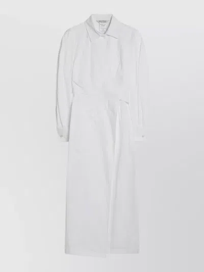Max Mara Dress Belted Waist Long Sleeves Midi In White