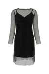 Max Mara Vezzo Short Embroidered Mesh Dress With Crystal In Black