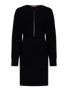 Max Mara Studio Zip Detailed Crewneck Long In Black