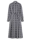 Max Mara Midi Dress With Long Sleeves And Belt In Multi