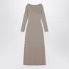 Max Mara Beige Dress In Viscose And Lurex Yarn In Brown