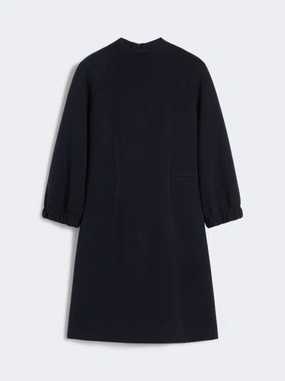 Max Mara Dress In Double-faced Wool And Cotton Jersey In Blue