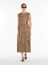Max Mara Dress In Printed Poplin In Ecru