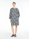 Max Mara Dress In Printed Poplin In Ultramarine