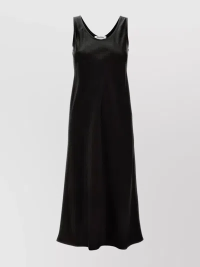 Max Mara Dress Long Scoop Neckline Sleeveless Design In Black