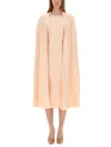 Max Mara Cape Midi Dress Round Neckline In Pink