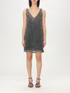 Max Mara Silk Organza Mini Dress With Floral Sequins In Black