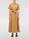 Max Mara Agoraio Belted Eyelet-embellished Cotton-poplin Midi Shirt Dress In Beige