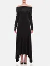 Max Mara Jersey Dress With Asymmetrical Hem And Off-shoulder Neckline In Schwarz