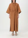 Max Mara Agoraio Belted Short Sleeved Midi Dress In Brown