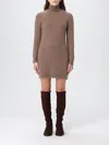 Max Mara Roll-neck Knitted Dress In Brown