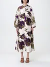 Max Mara Printed Silk Shantung Dress In Ivory
