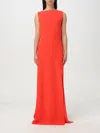 Max Mara Cady Long Dress In Red With Deep Back In Red