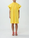 Max Mara Poplin Mini Dress With Flounce In Yellow