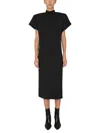Max Mara Midi Dress With High Neck And Back Slit In Black