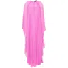 Max Mara Pleated Chiffon Maxi Dress In Pink