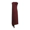 Max Mara Silk Midi Dress With Asymmetric Draped Detail In Red