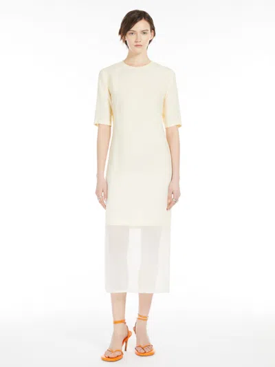 Max Mara Dress With Chiffon Insert In Vanilla