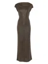 Max Mara Open Back Maxi Dress With Knot Detail In Brown