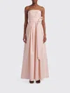 Max Mara Solid Color Belted Gown In Pink