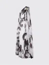 Max Mara Chiffon Dress With An All-over Printasymmetrical Neckline With Metal Detail On The Left Shoulder In Multi