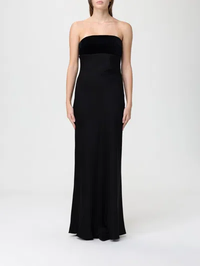 Max Mara Baia Velvet-trimmed Satin Bustier Gown In Black
