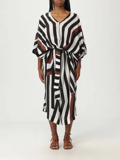 Max Mara Dress Woman Striped In Black
