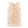 Max Mara Feather-embellished Shift Dress In Neutral