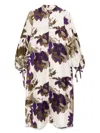 Max Mara Printed Silk Shantung Dress In White