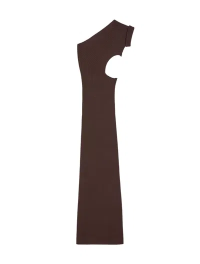 Max Mara One-shoulder Dress Featuring Cut-out Detail In Brown