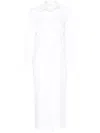 Max Mara Waist Belted French Cuffs Long Sleeve Midi Dress In White