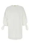 Max Mara Cotton Poplin Lace-up Mini Dress In White