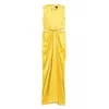 Max Mara Front Draped Dress With Metal Ring Accent In Yellow