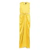 Max Mara Front Draped Dress With Metal Ring Accent In Yellow