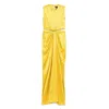 Max Mara Front Draped Dress With Metal Ring Accent In Yellow