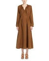 Max Mara Drina Midikleid Aus Twill Aus Einer Leinen-seidenmischung Mit Falten In Tobacco