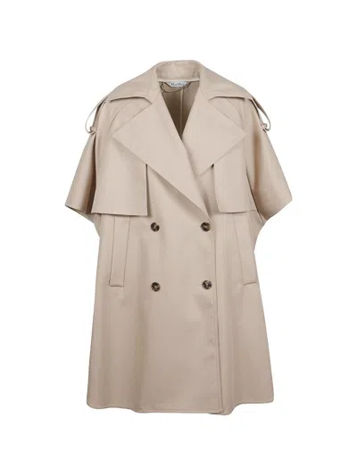 Max Mara Drip-resistant Gabardine Cape In Brown