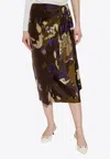 Max Mara Dritto Floral Shantung Silk Wrap Skirt In Brown